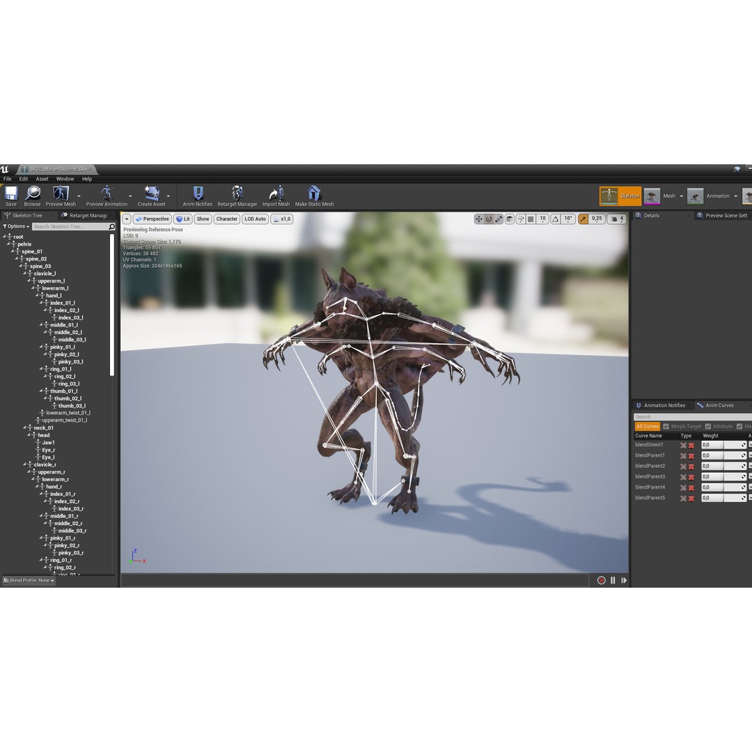 Mutant Squirrel 3D Model – Low Poly Fantasy Character with Animations