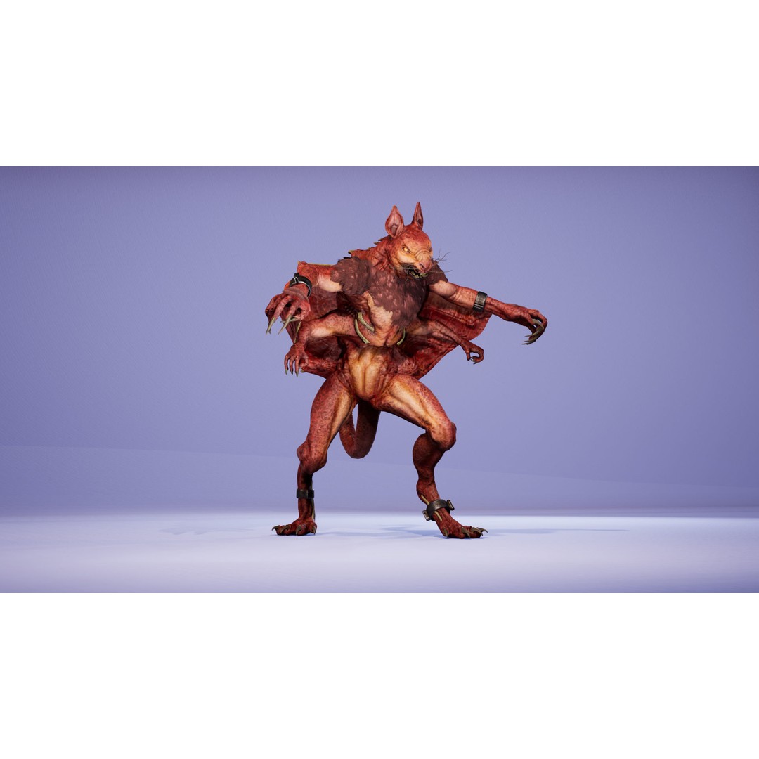 Mutant Squirrel 3D Model – Low Poly Fantasy Character with Animations - View 10