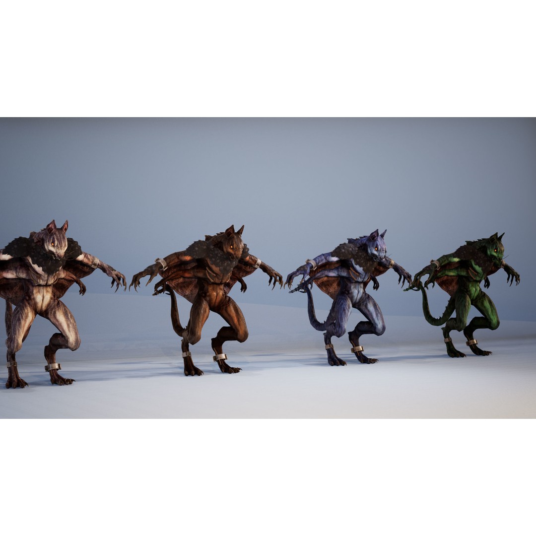 Mutant Squirrel 3D Model – Low Poly Fantasy Character with Animations - View 15