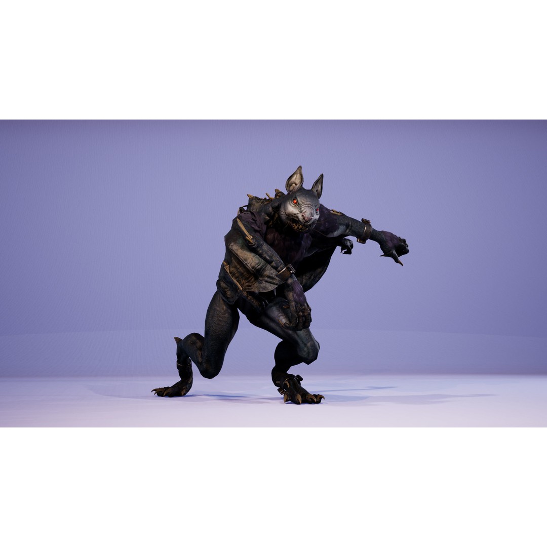 Mutant Squirrel 3D Model – Low Poly Fantasy Character with Animations - View 22