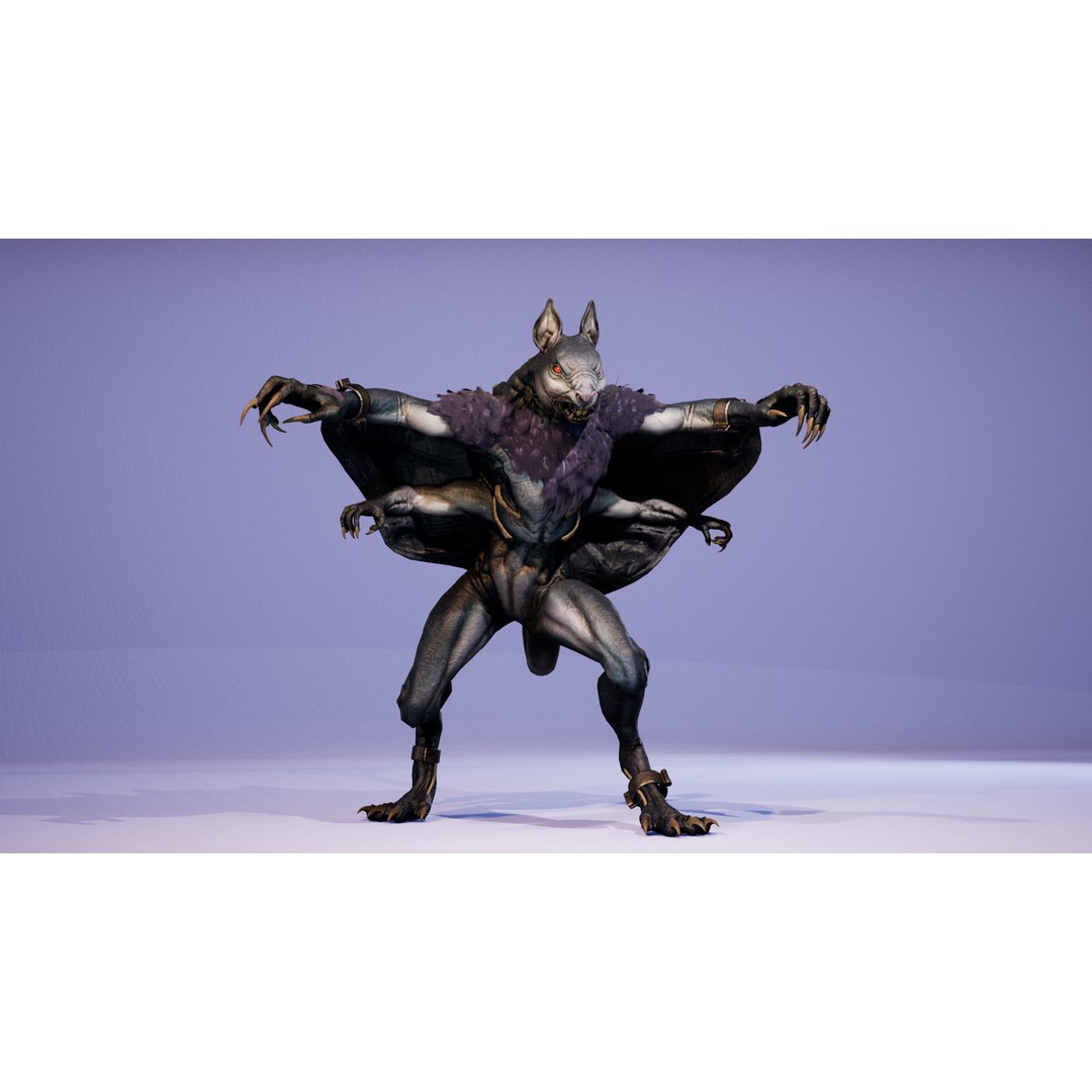 Mutant Squirrel 3D Model – Low Poly Fantasy Character with Animations - View 24