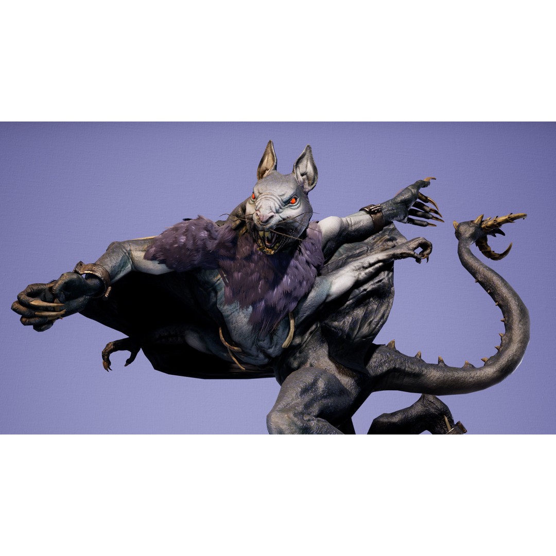 Mutant Squirrel 3D Model – Low Poly Fantasy Character with Animations - View 26