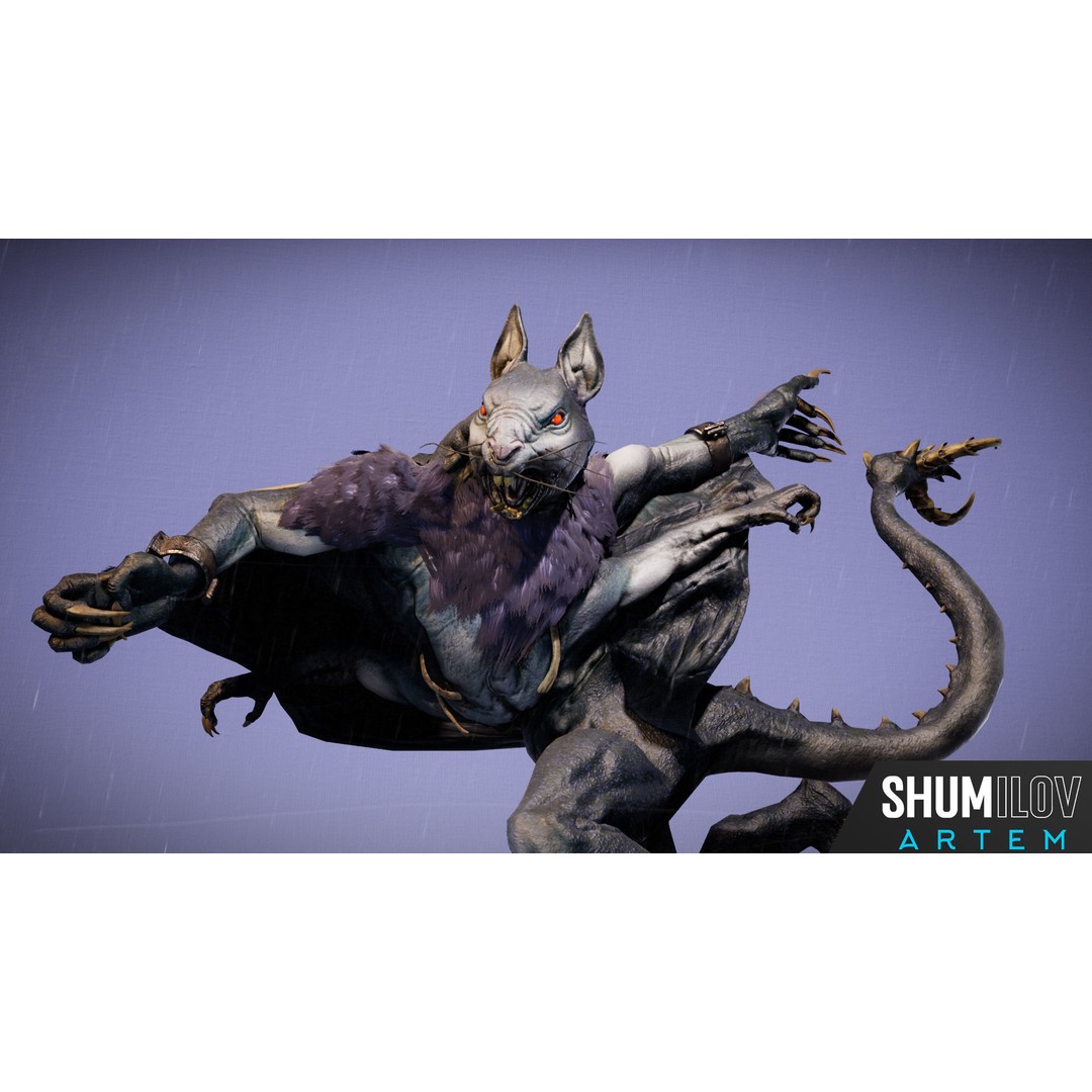 Mutant Squirrel 3D Model – Low Poly Fantasy Character with Animations - View 6