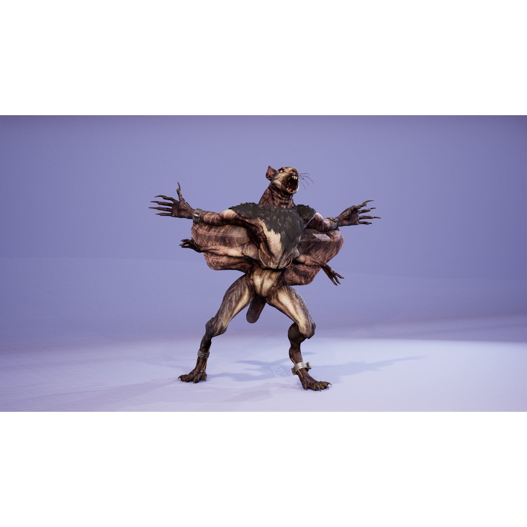 Mutant Squirrel 3D Model – Low Poly Fantasy Character with Animations - View 7