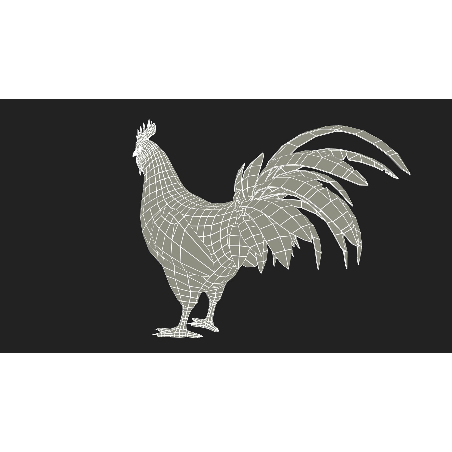 Rooster - Low-Poly Game-Ready 3D Model - View 10