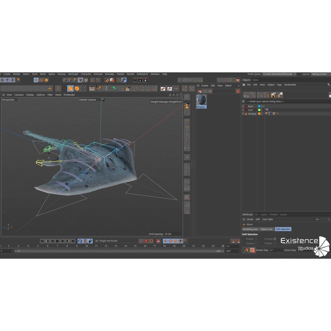 Stingray 3D Model – Low Poly Rigged Fish with Animations, FBX - View 12