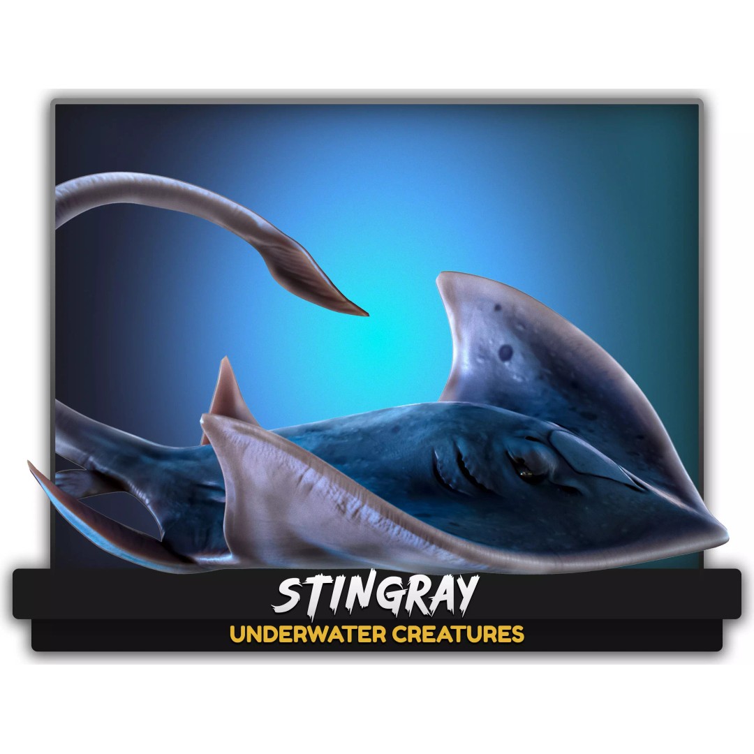 Stingray 3D Model – Low Poly Rigged Fish with Animations, FBX - View 2