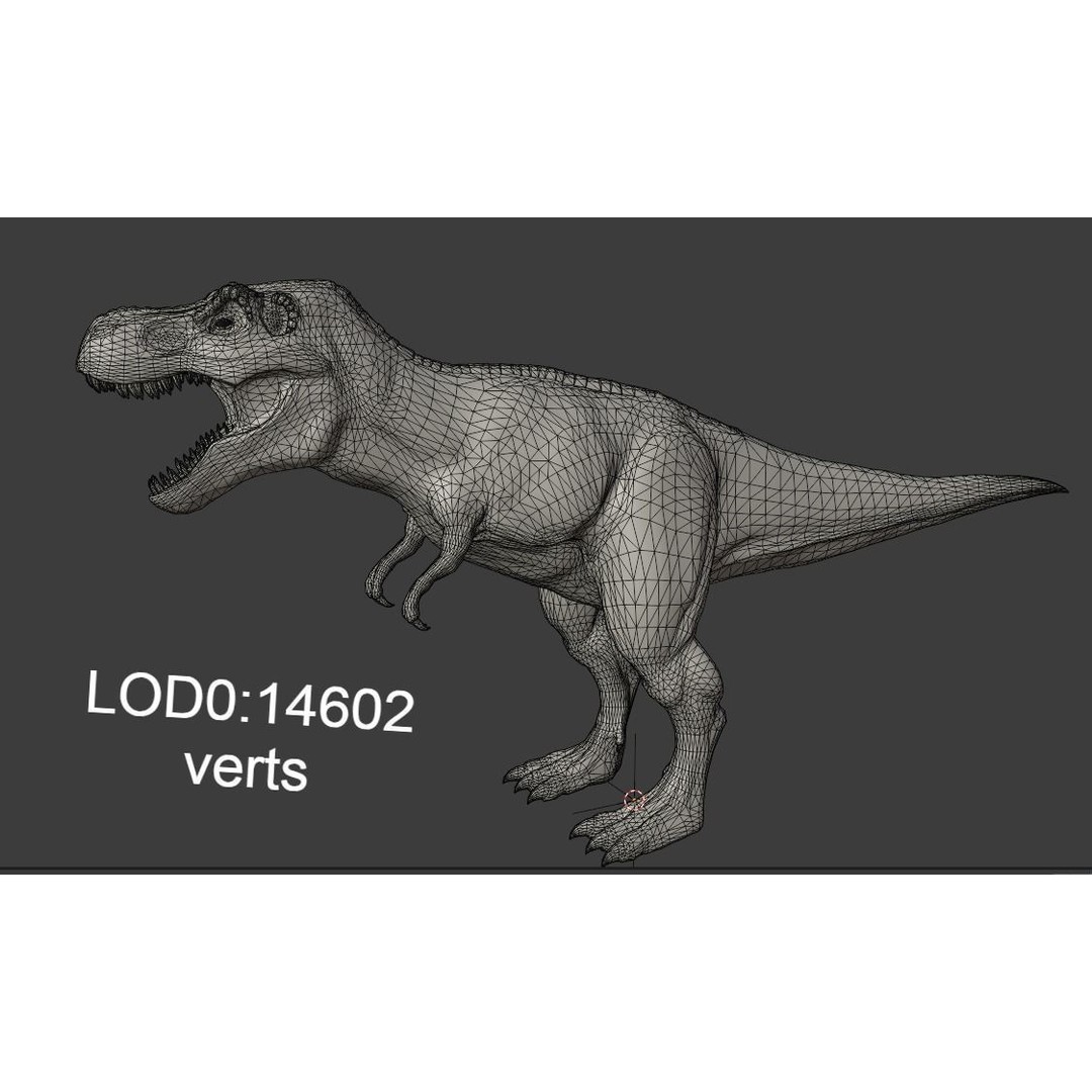 Tyrannosaurus Rex 3D Model – Low Poly Animated Rigged Asset, FBX - View 19
