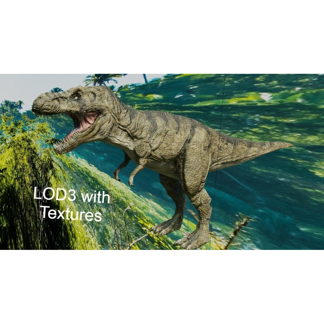 Tyrannosaurus Rex 3D Model – Low Poly Animated Rigged Asset, FBX - View 23