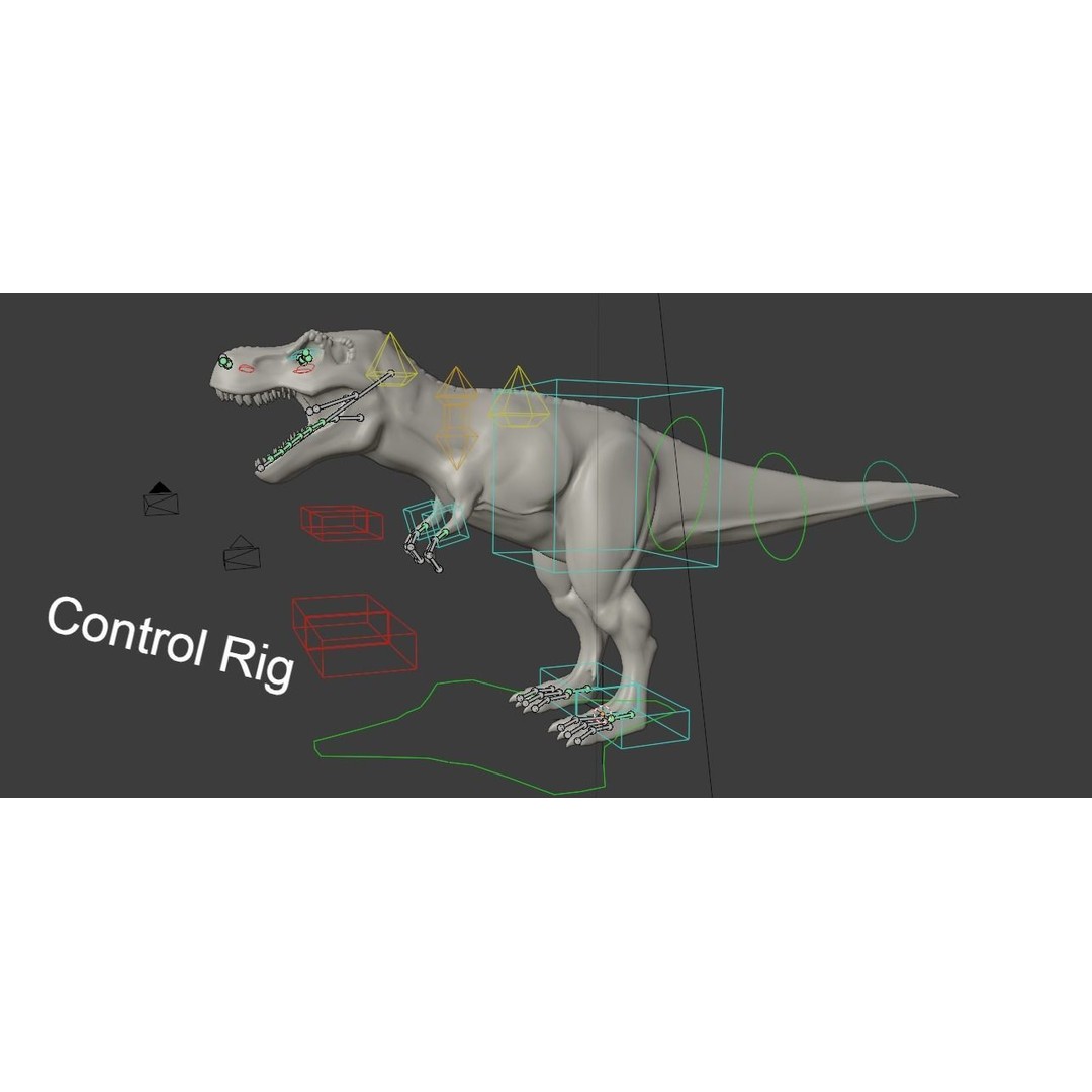 Tyrannosaurus Rex 3D Model – Low Poly Animated Rigged Asset, FBX - View 24
