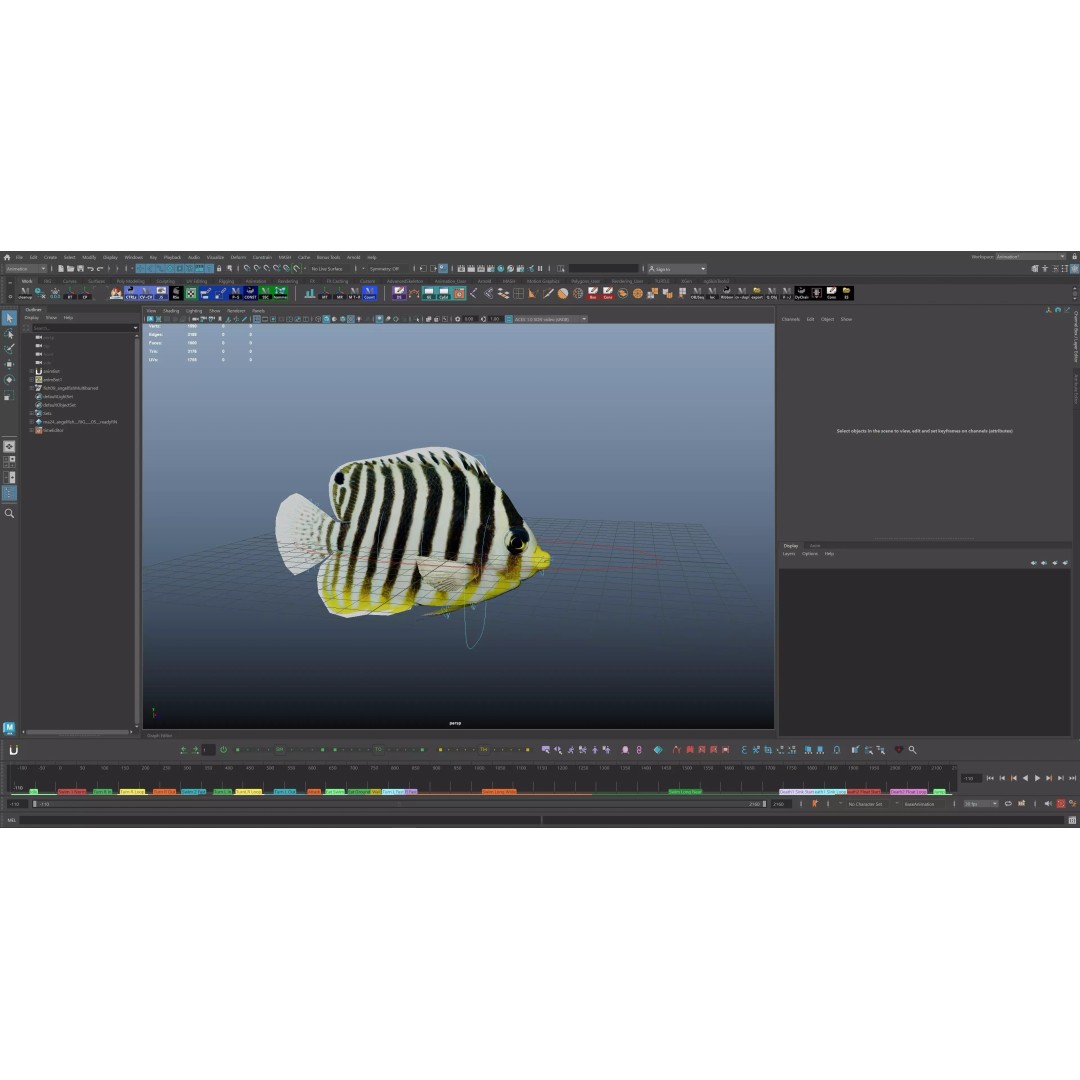 Angelfish 3D Model – Animated Low Poly Game Asset, FBX, Blender