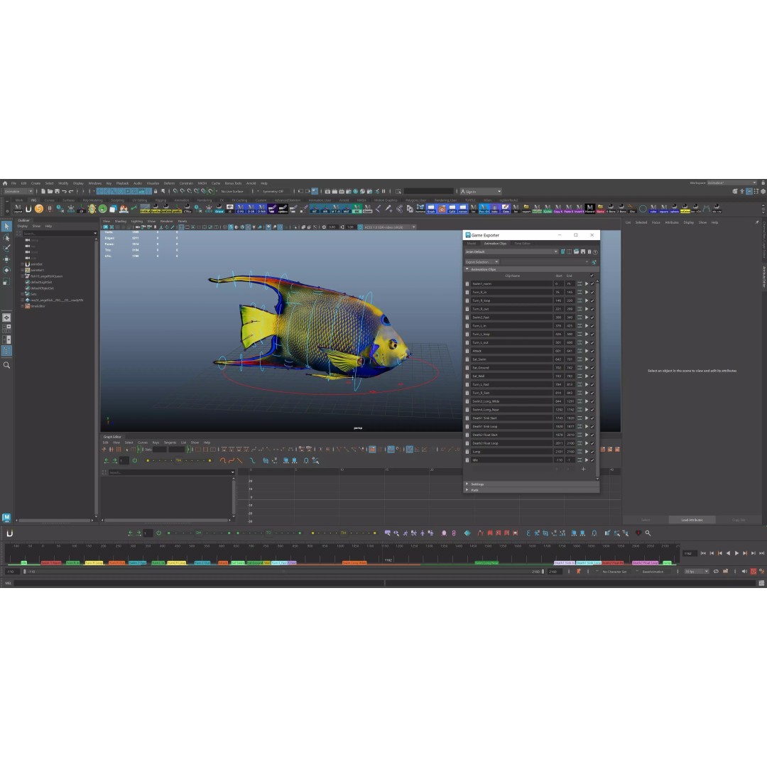 Angelfish 3D Model – Animated Low Poly Game Asset, FBX, Blender - View 17