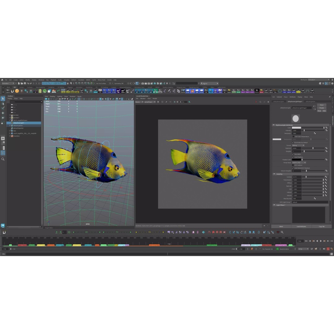 Angelfish 3D Model – Animated Low Poly Game Asset, FBX, Blender - View 19