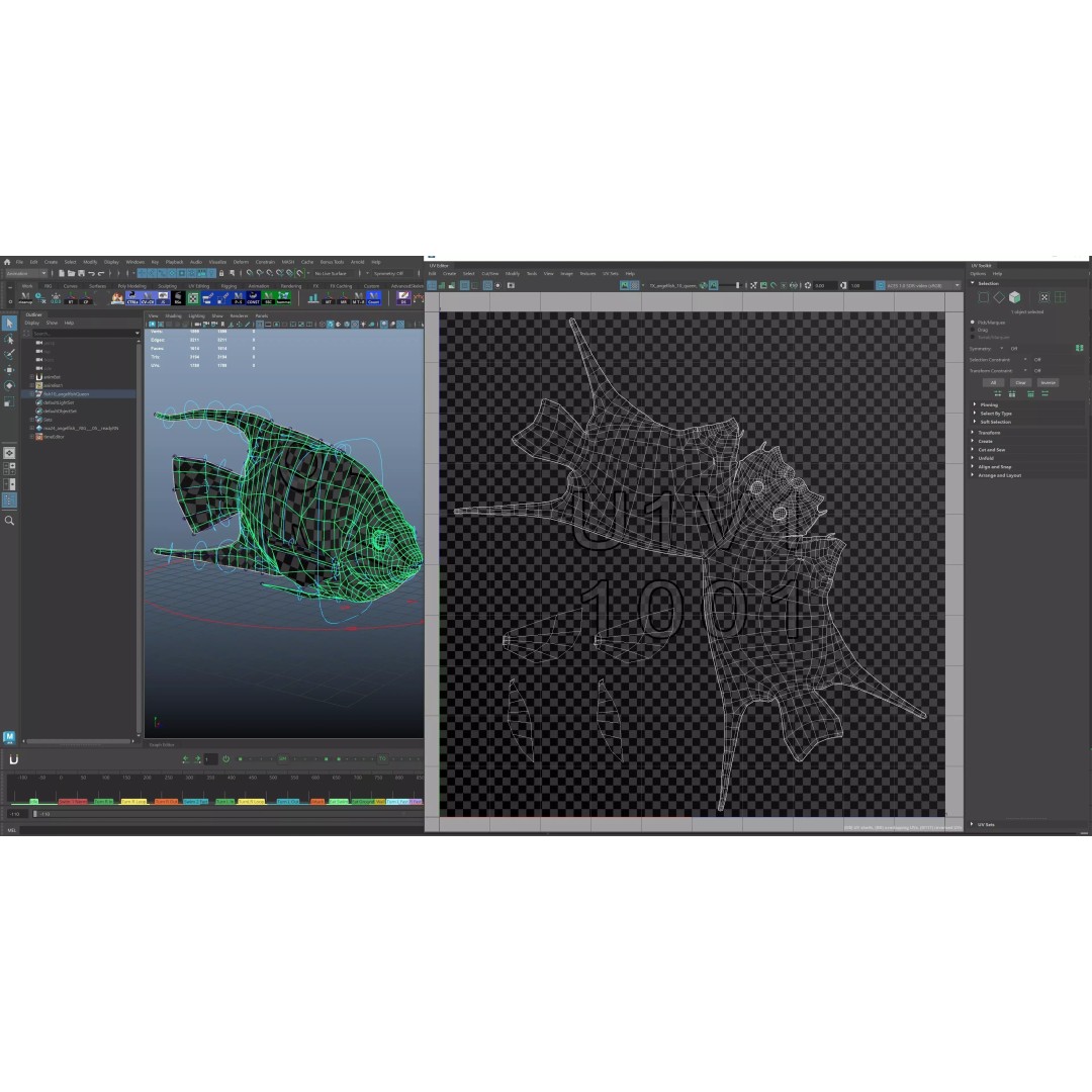 Angelfish 3D Model – Animated Low Poly Game Asset, FBX, Blender - View 20