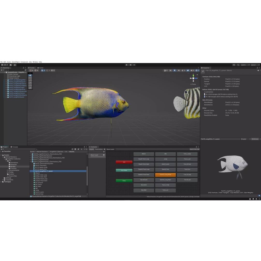 Angelfish 3D Model – Animated Low Poly Game Asset, FBX, Blender - View 22