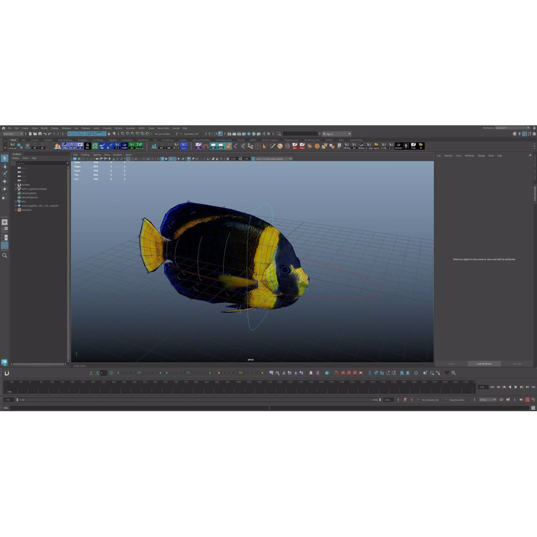 Angelfish 3D Model – Animated Low Poly Game Asset, FBX, Blender - View 23