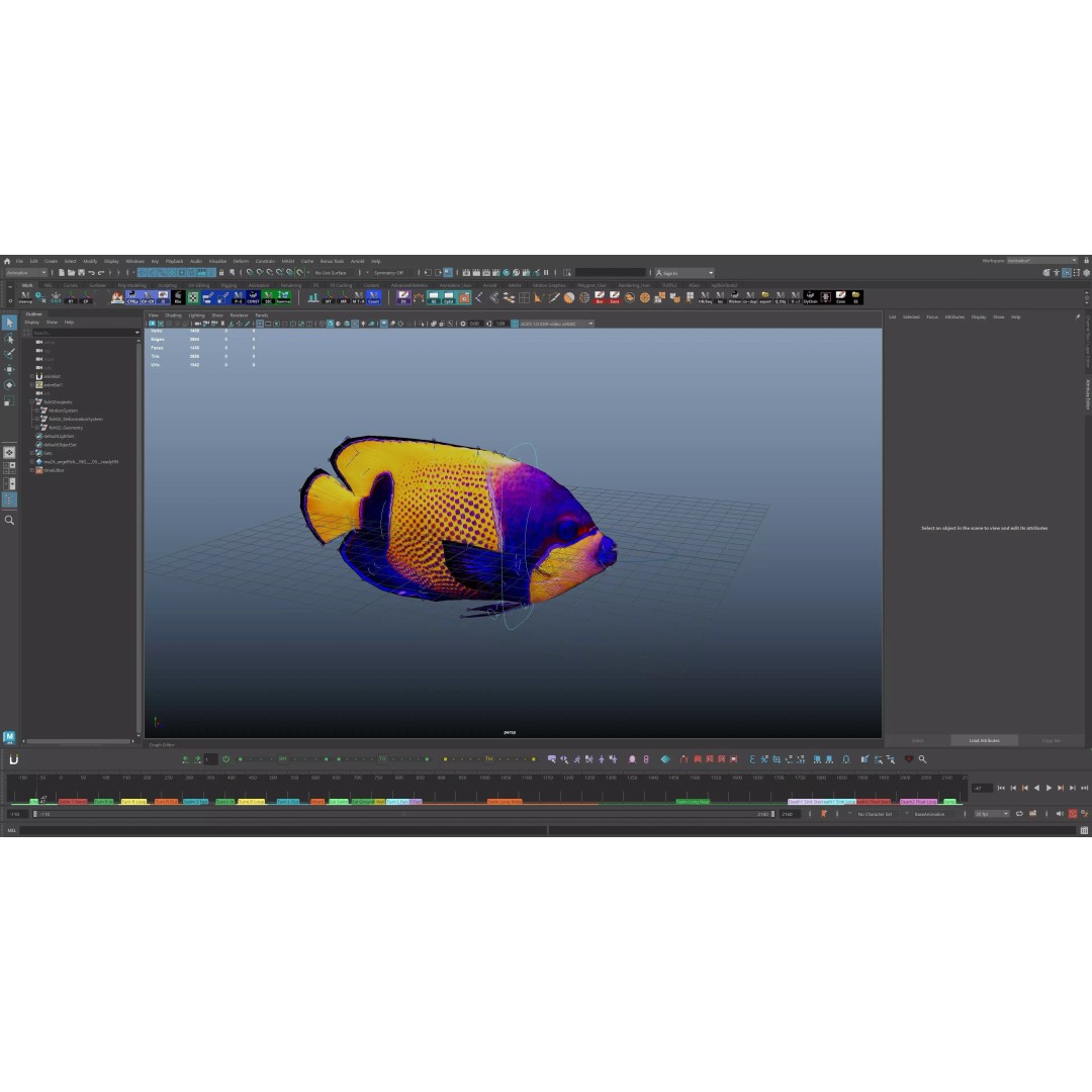 Angelfish 3D Model – Animated Low Poly Game Asset, FBX, Blender - View 24