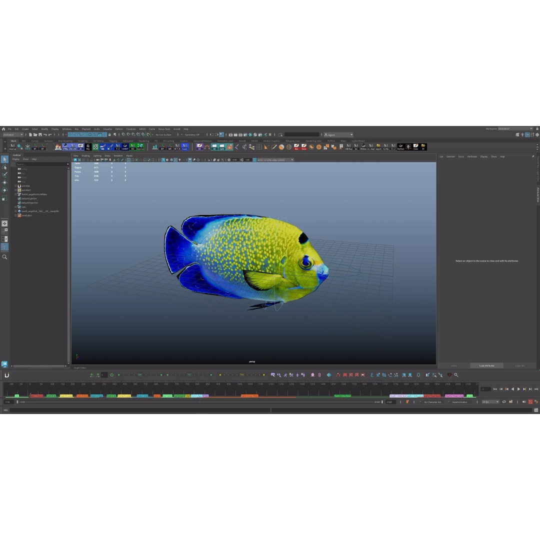Angelfish 3D Model – Animated Low Poly Game Asset, FBX, Blender - View 26