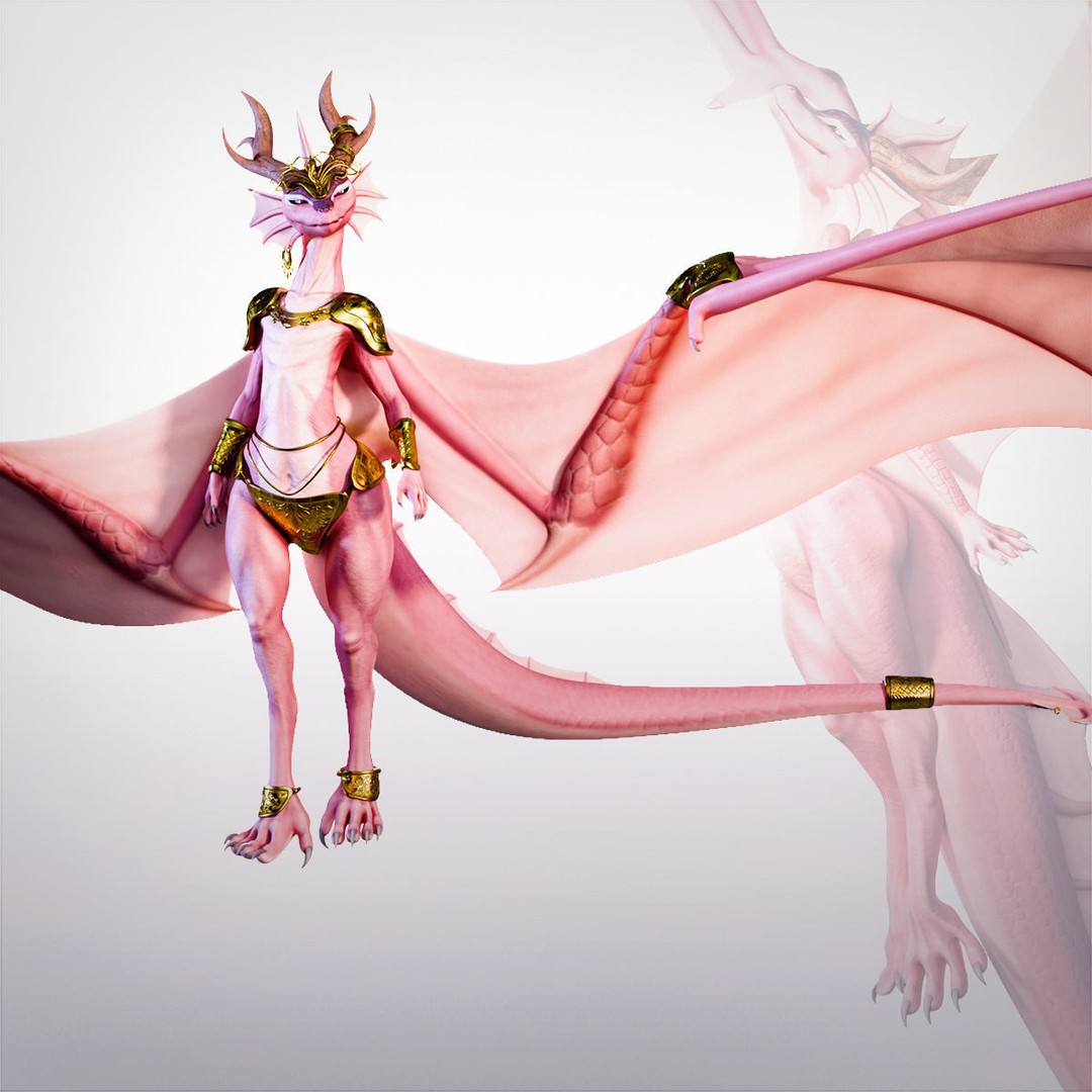 Dragoness 3D Model – Rigged Female Dragon Character, FBX