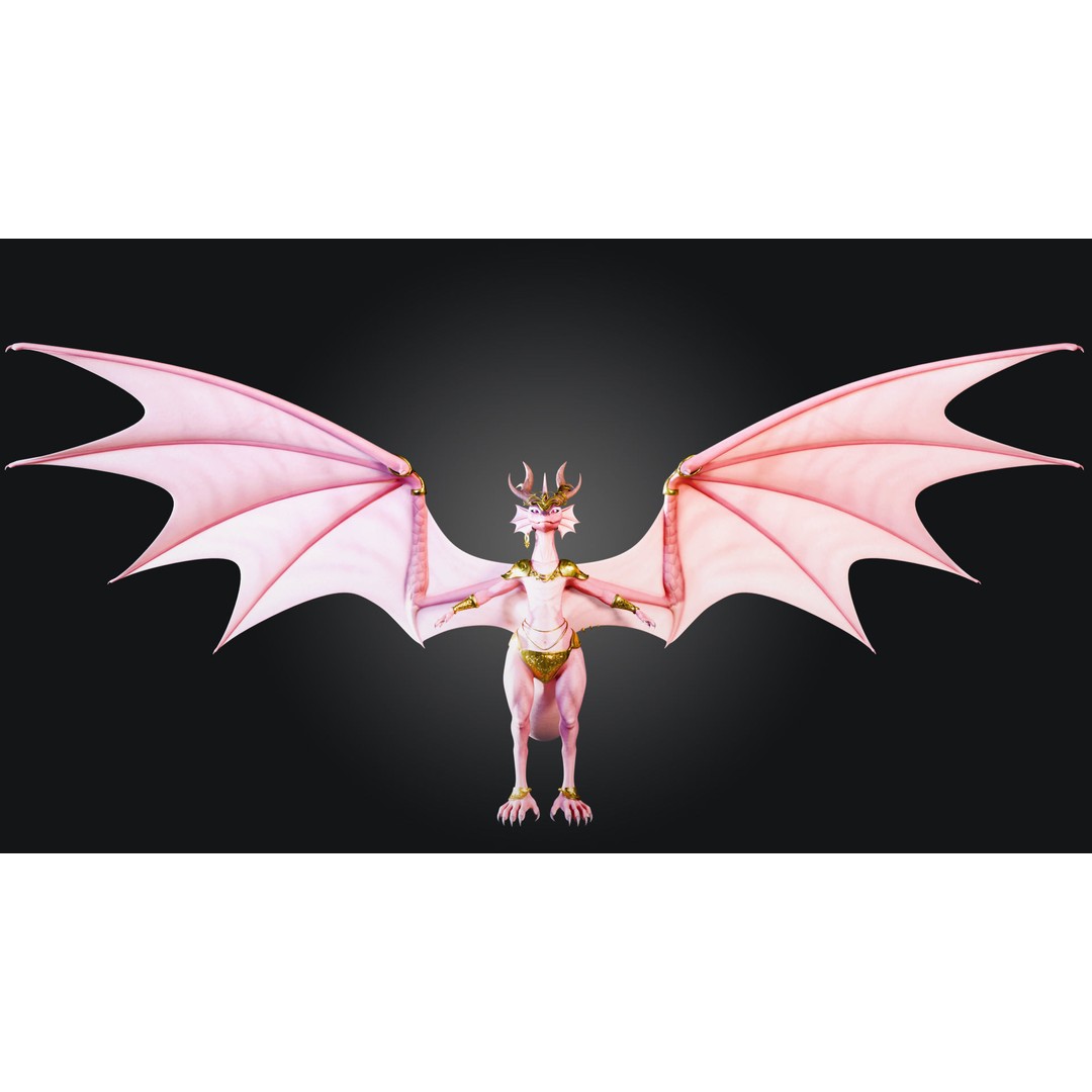 Dragoness 3D Model – Rigged Female Dragon Character, FBX - View 11