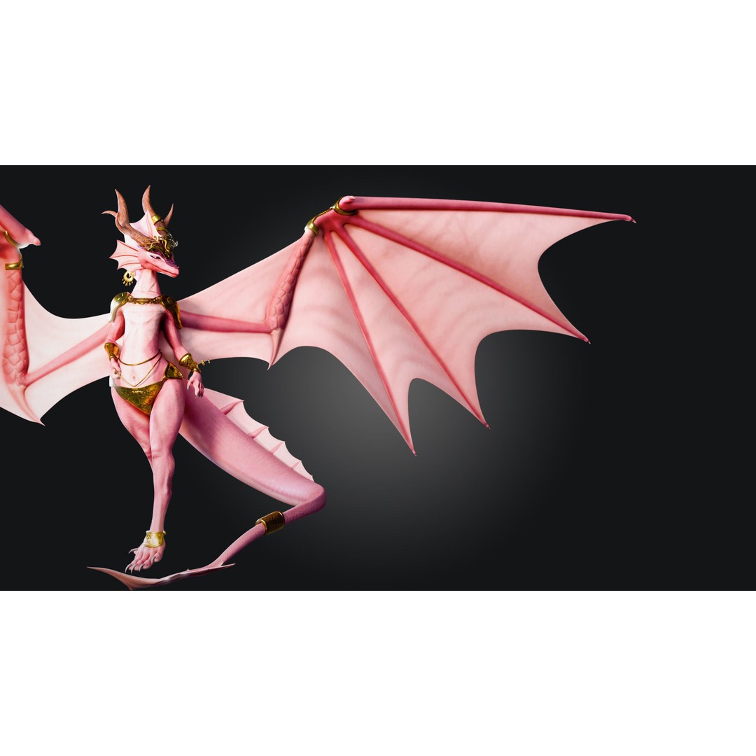 Dragoness 3D Model – Rigged Female Dragon Character, FBX - View 12