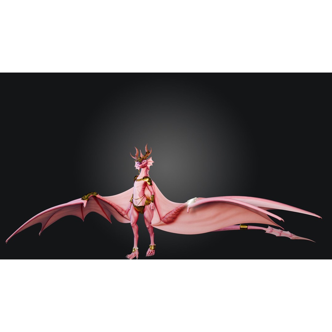 Dragoness 3D Model – Rigged Female Dragon Character, FBX - View 14