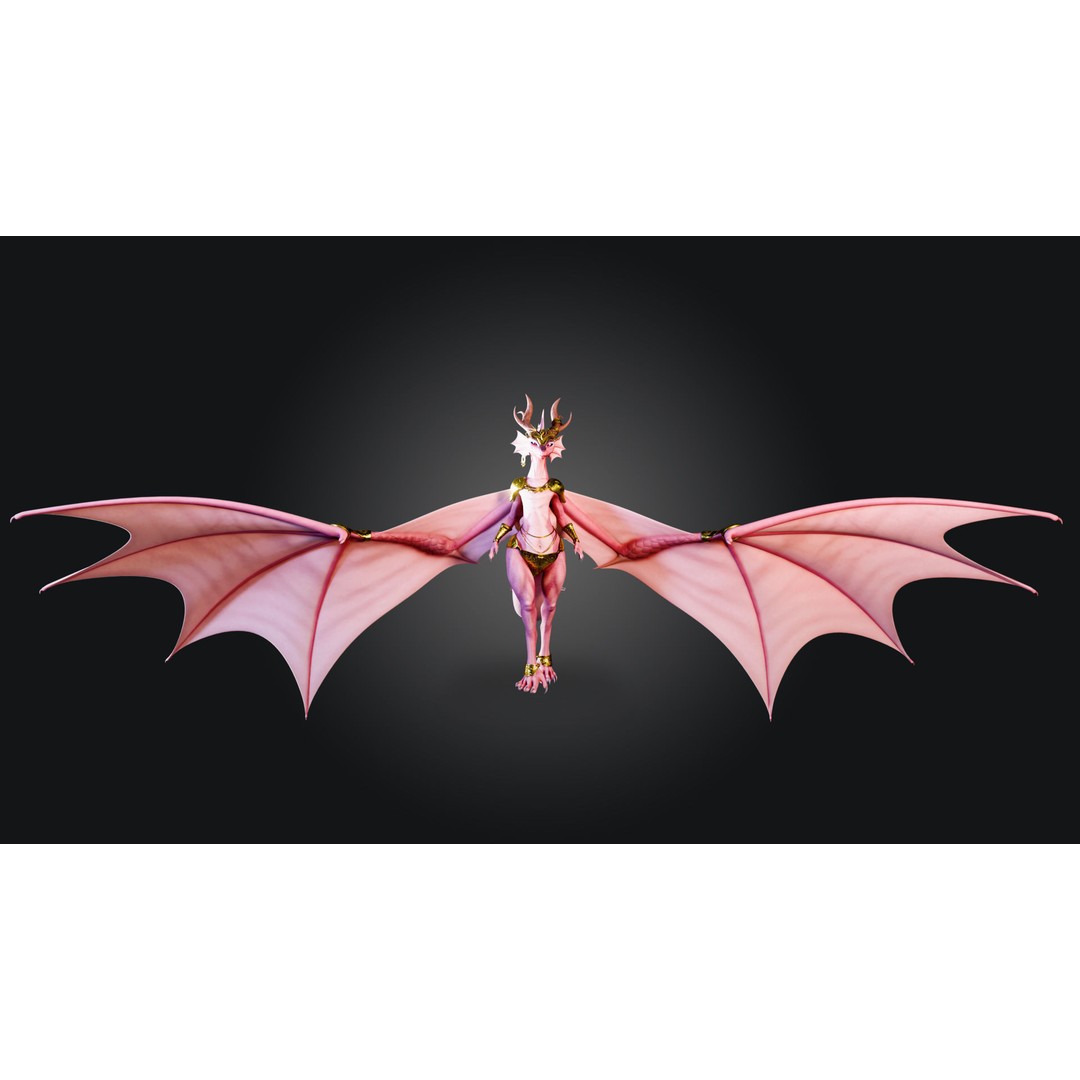 Dragoness 3D Model – Rigged Female Dragon Character, FBX - View 15