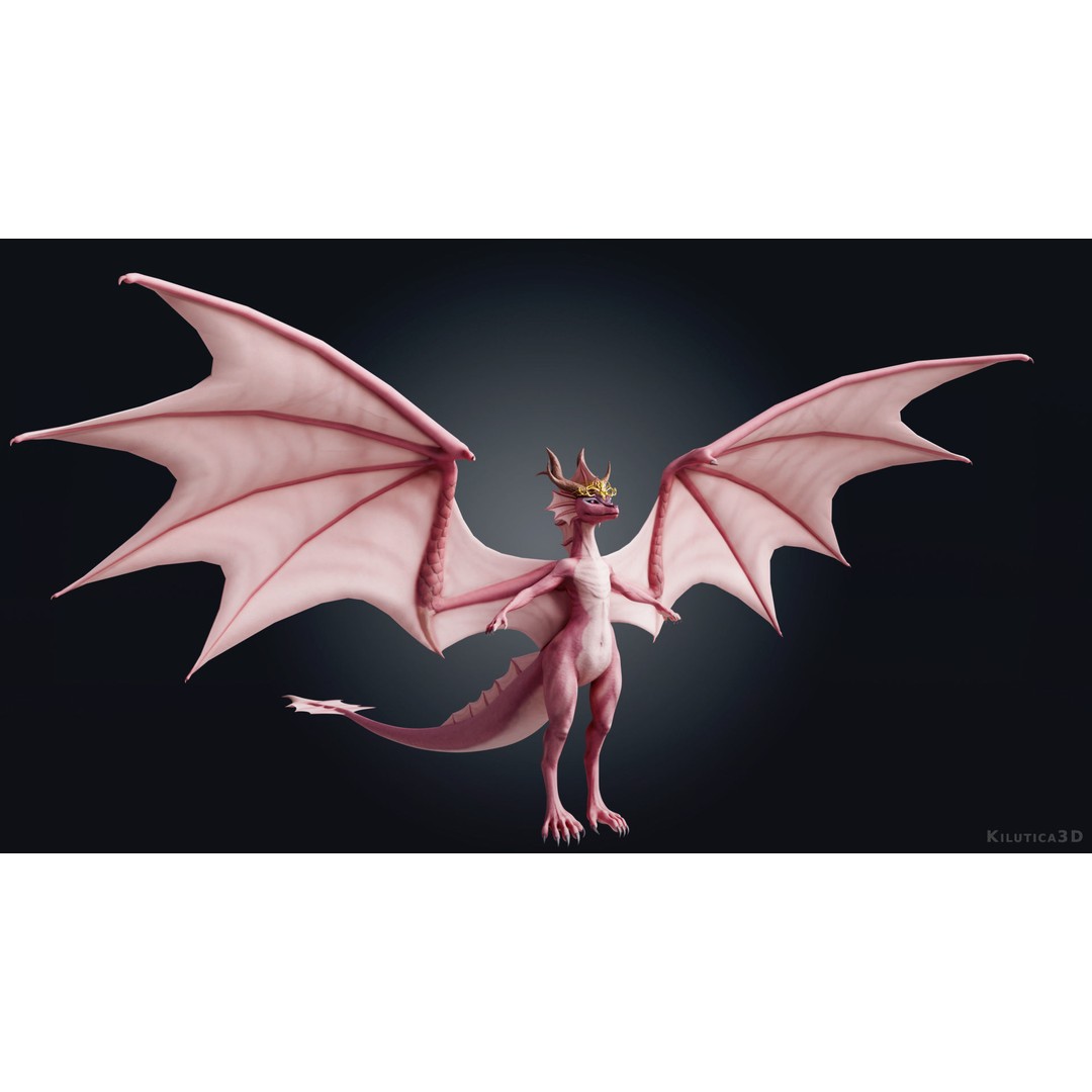 Dragoness 3D Model – Rigged Female Dragon Character, FBX - View 18