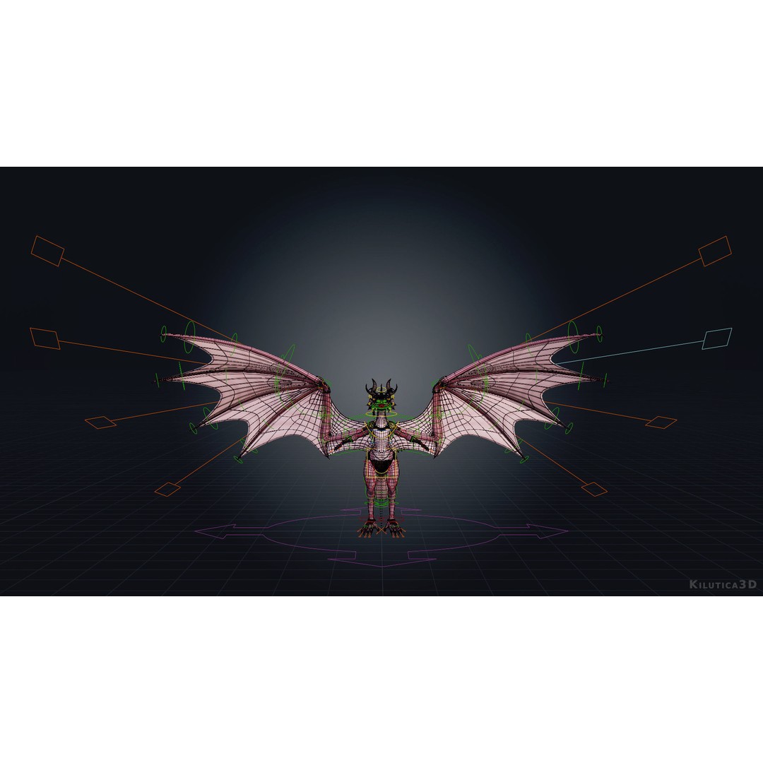 Dragoness 3D Model – Rigged Female Dragon Character, FBX - View 19