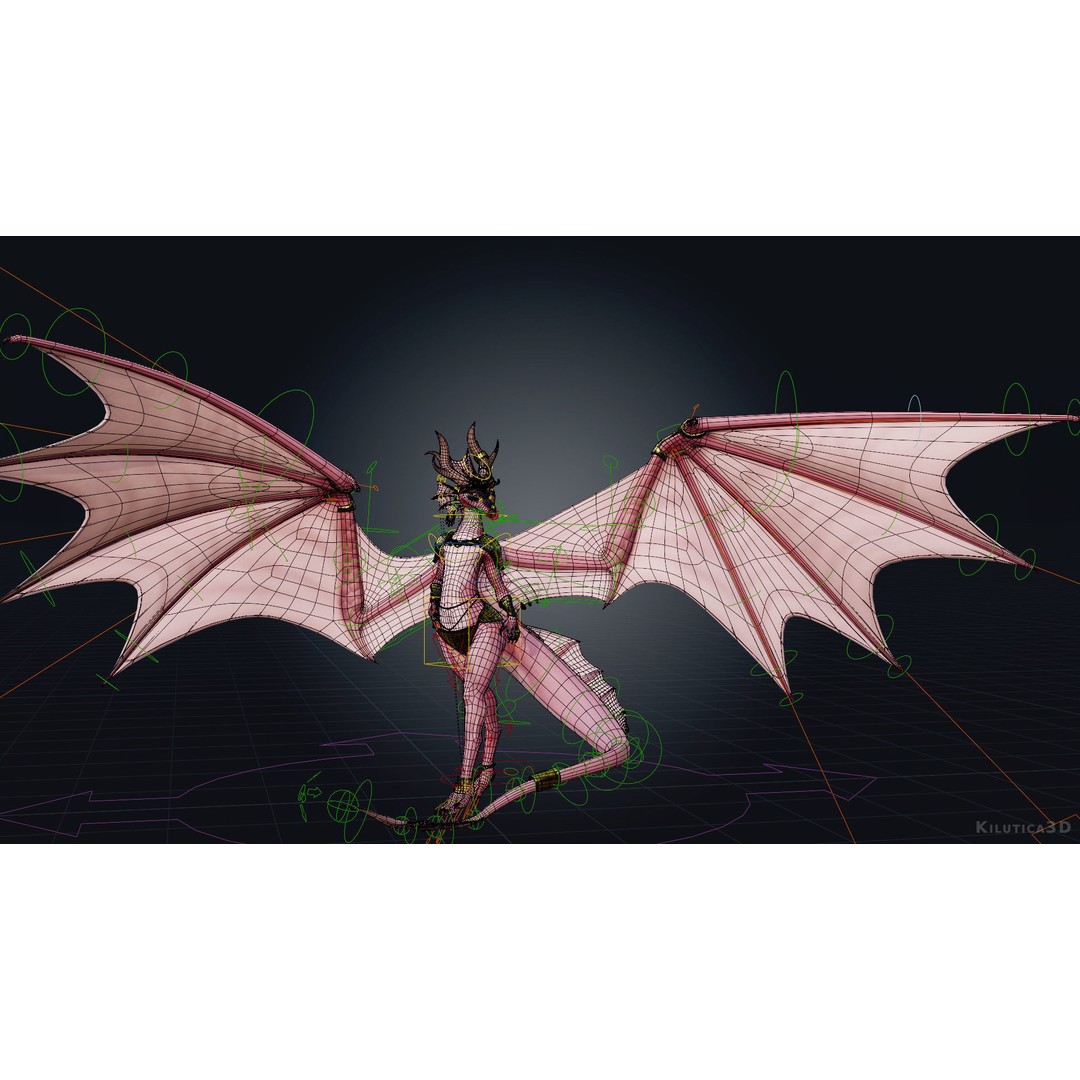 Dragoness 3D Model – Rigged Female Dragon Character, FBX - View 20