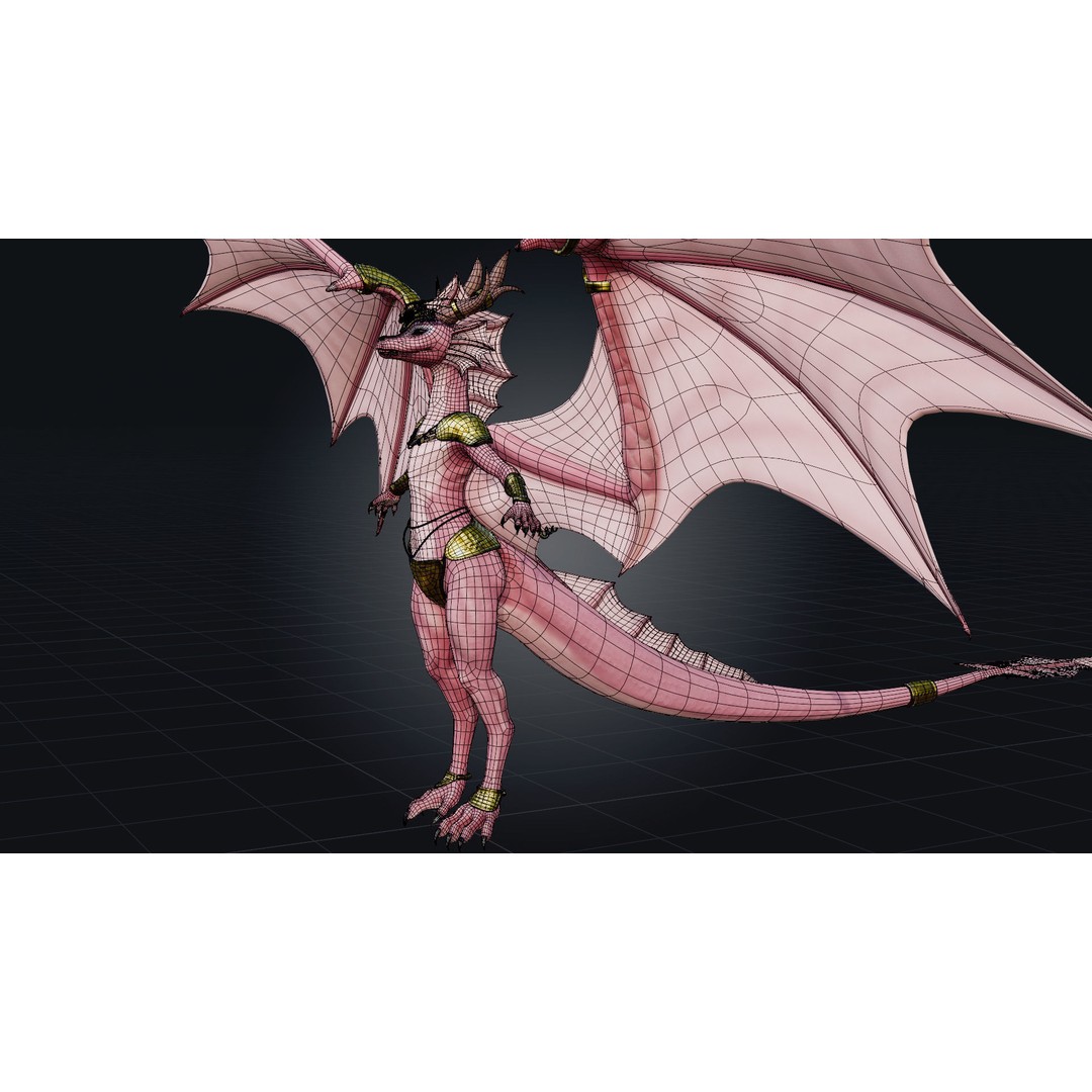 Dragoness 3D Model – Rigged Female Dragon Character, FBX - View 21