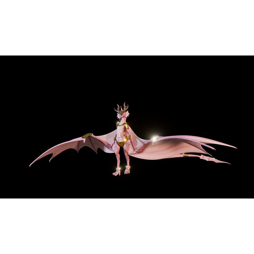 Dragoness 3D Model – Rigged Female Dragon Character, FBX - View 23