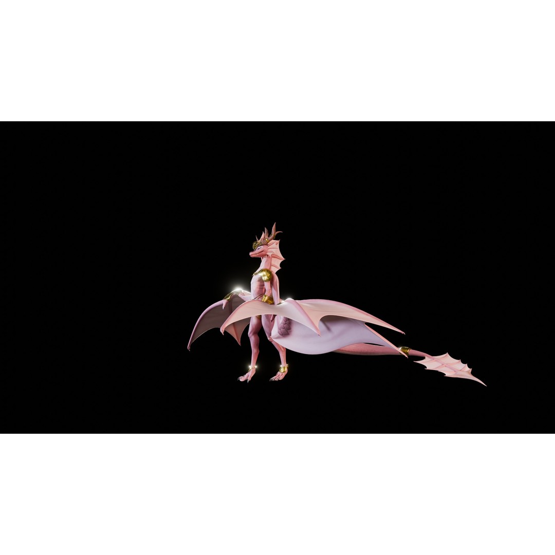 Dragoness 3D Model – Rigged Female Dragon Character, FBX - View 24
