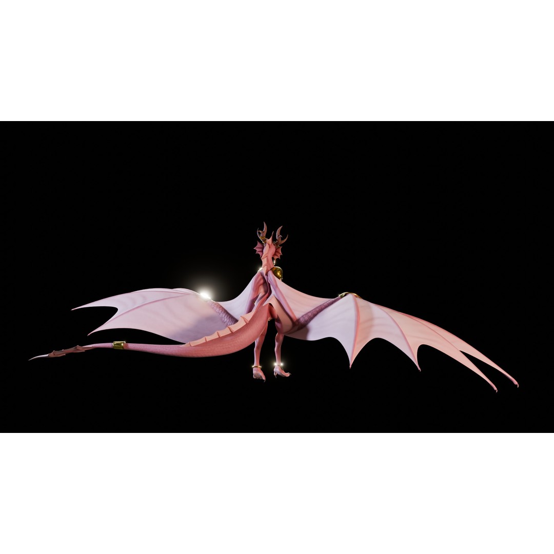 Dragoness 3D Model – Rigged Female Dragon Character, FBX - View 27