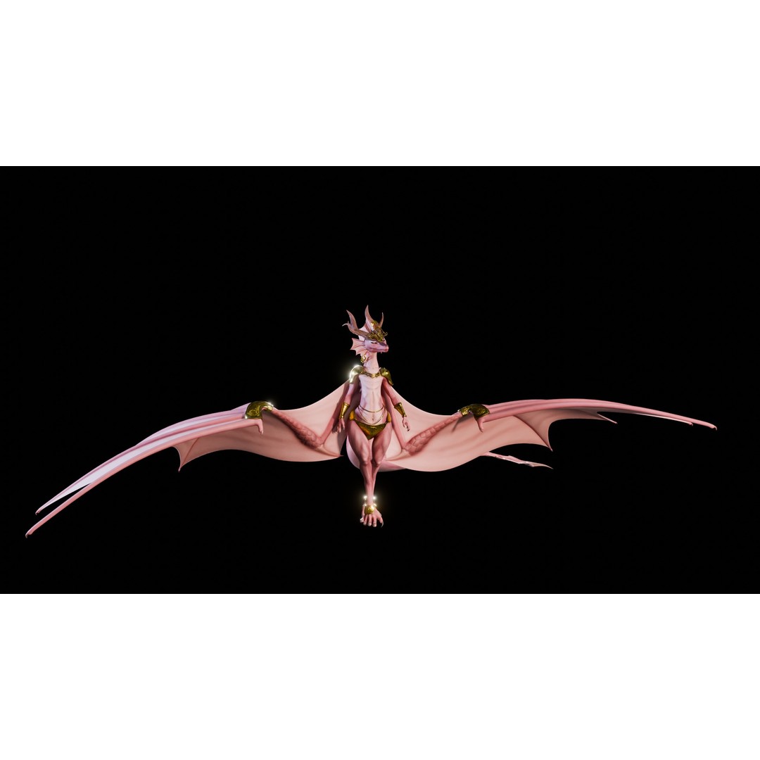 Dragoness 3D Model – Rigged Female Dragon Character, FBX - View 30