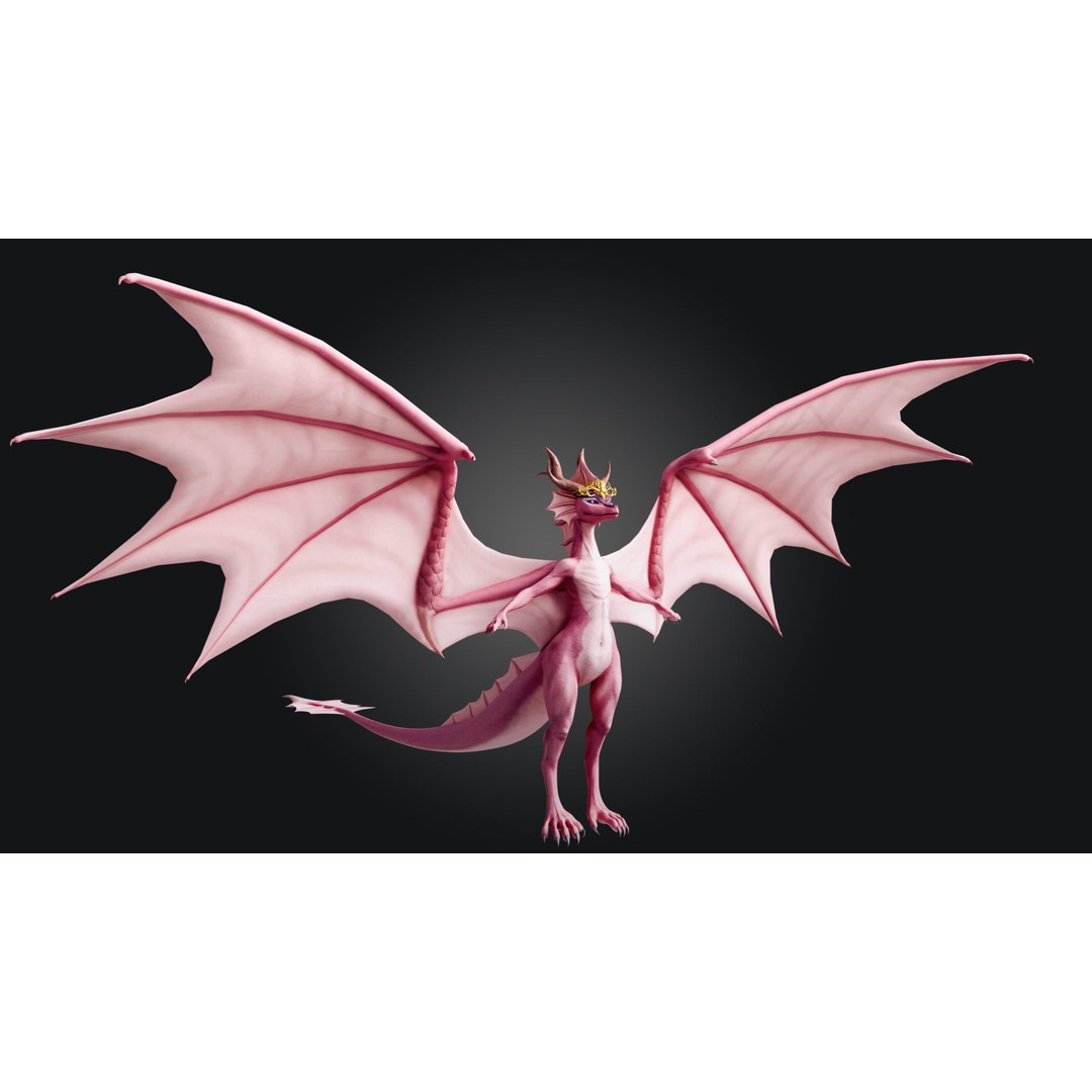 Dragoness 3D Model – Rigged Female Dragon Character, FBX - View 4