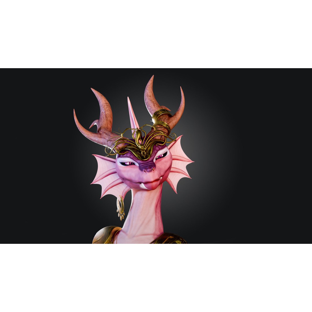 Dragoness 3D Model – Rigged Female Dragon Character, FBX - View 7