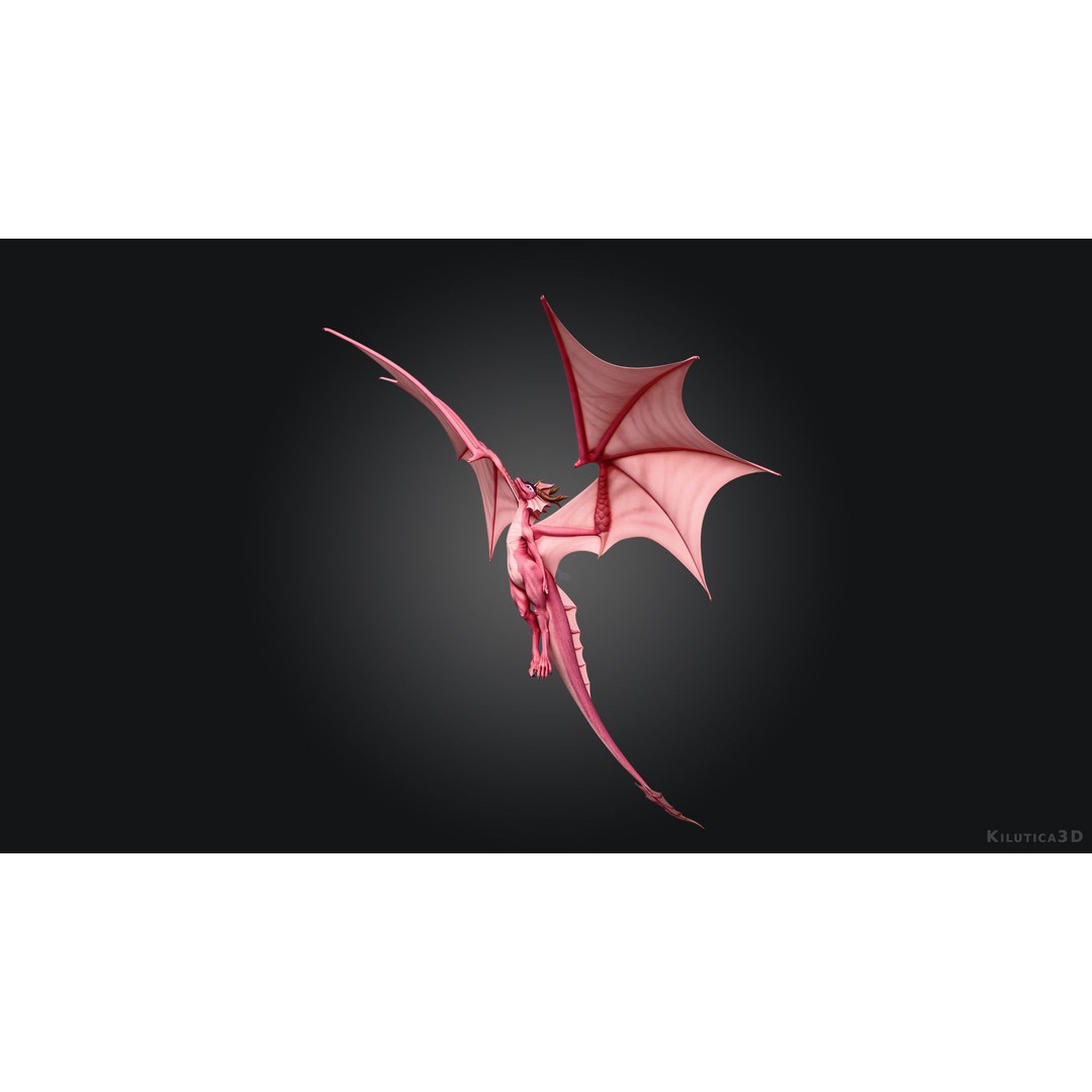 Dragoness 3D Model – Rigged Female Dragon Character, FBX - View 8