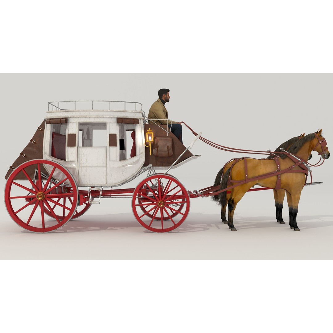 Horse Carriage 3D Model – Vintage Wagon with 4K Textures, FBX, OBJ - View 10