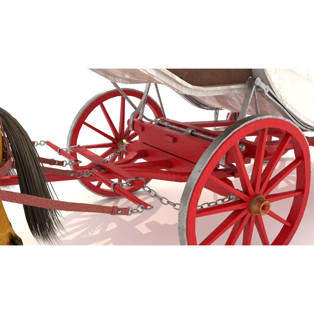 Horse Carriage 3D Model – Vintage Wagon with 4K Textures, FBX, OBJ - View 11