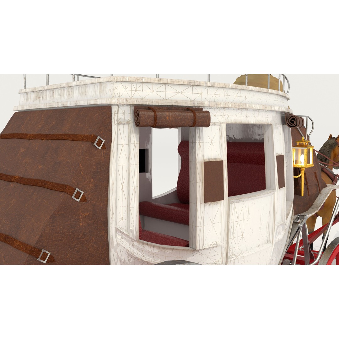 Horse Carriage 3D Model – Vintage Wagon with 4K Textures, FBX, OBJ - View 12