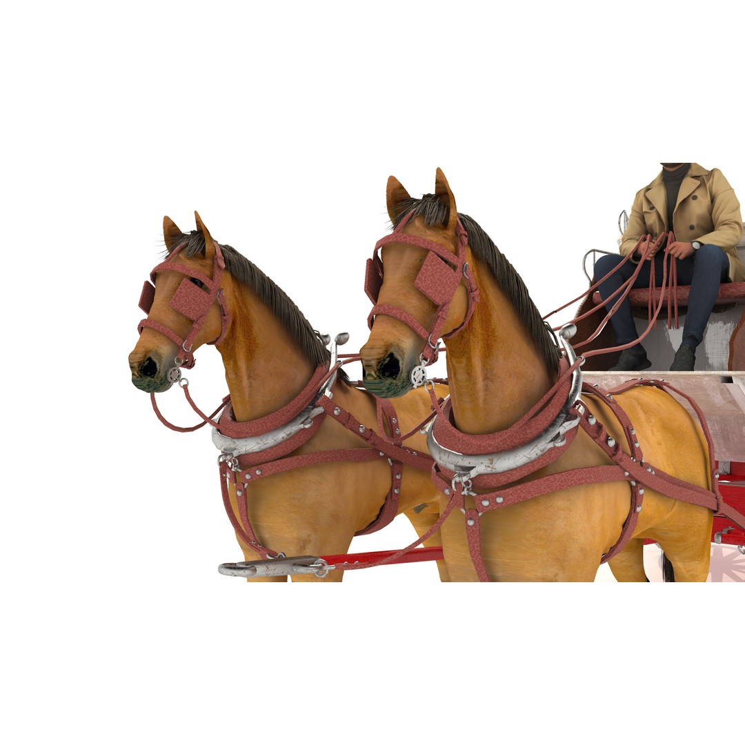 Horse Carriage 3D Model – Vintage Wagon with 4K Textures, FBX, OBJ - View 14