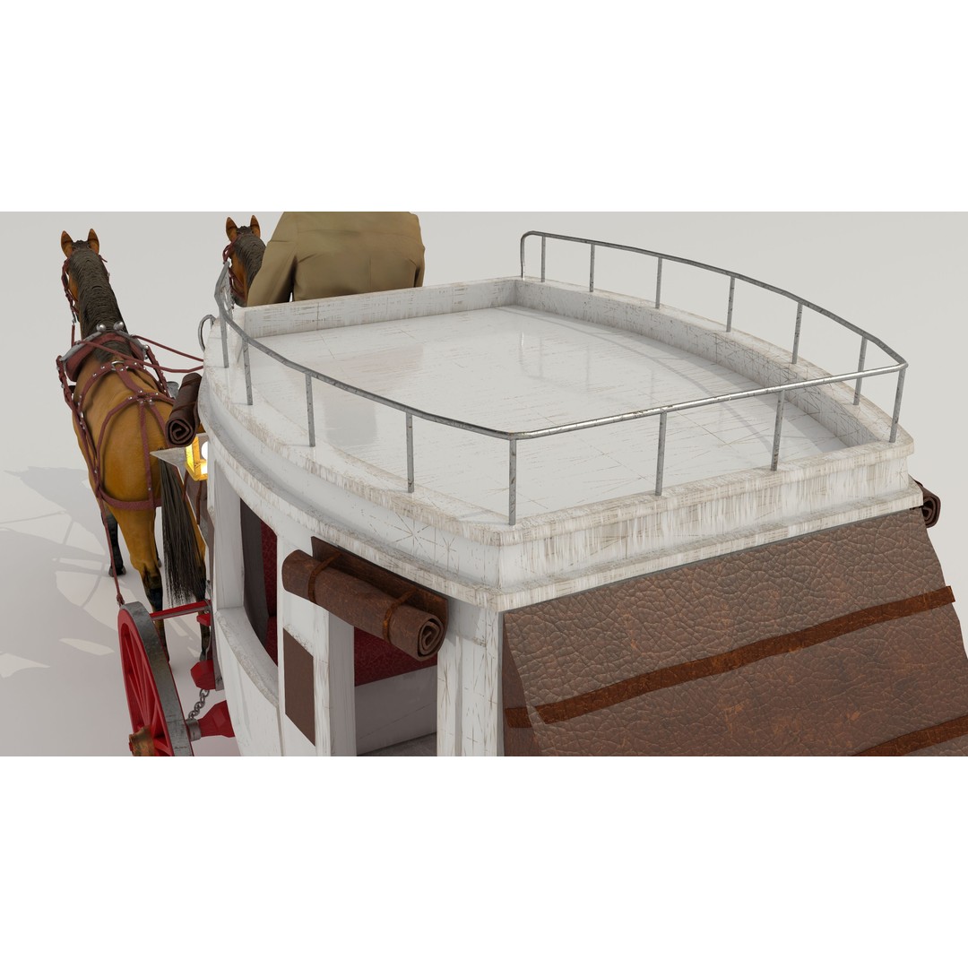 Horse Carriage 3D Model – Vintage Wagon with 4K Textures, FBX, OBJ - View 16
