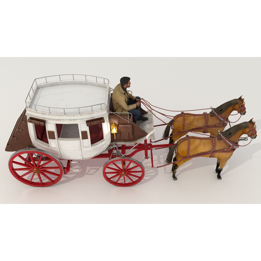 Horse Carriage 3D Model – Vintage Wagon with 4K Textures, FBX, OBJ - View 17