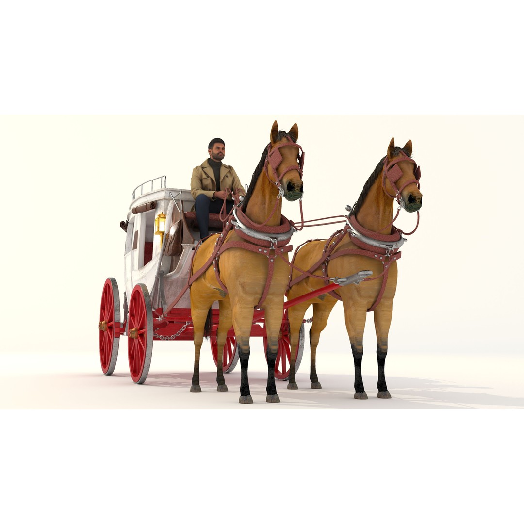 Horse Carriage 3D Model – Vintage Wagon with 4K Textures, FBX, OBJ - View 18