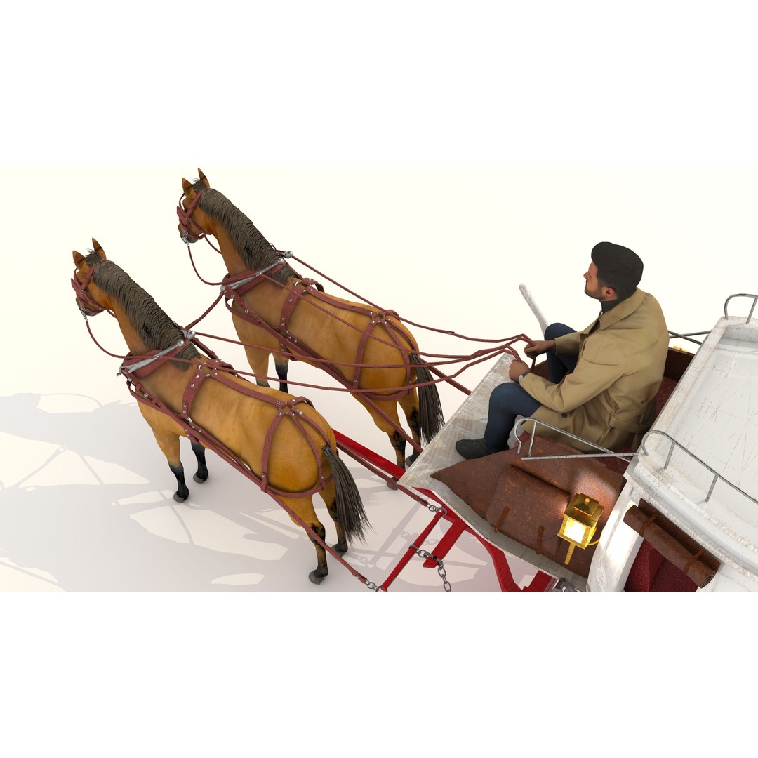 Horse Carriage 3D Model – Vintage Wagon with 4K Textures, FBX, OBJ - View 19