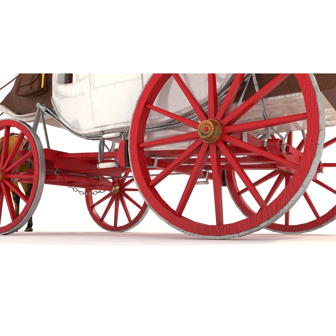 Horse Carriage 3D Model – Vintage Wagon with 4K Textures, FBX, OBJ - View 20