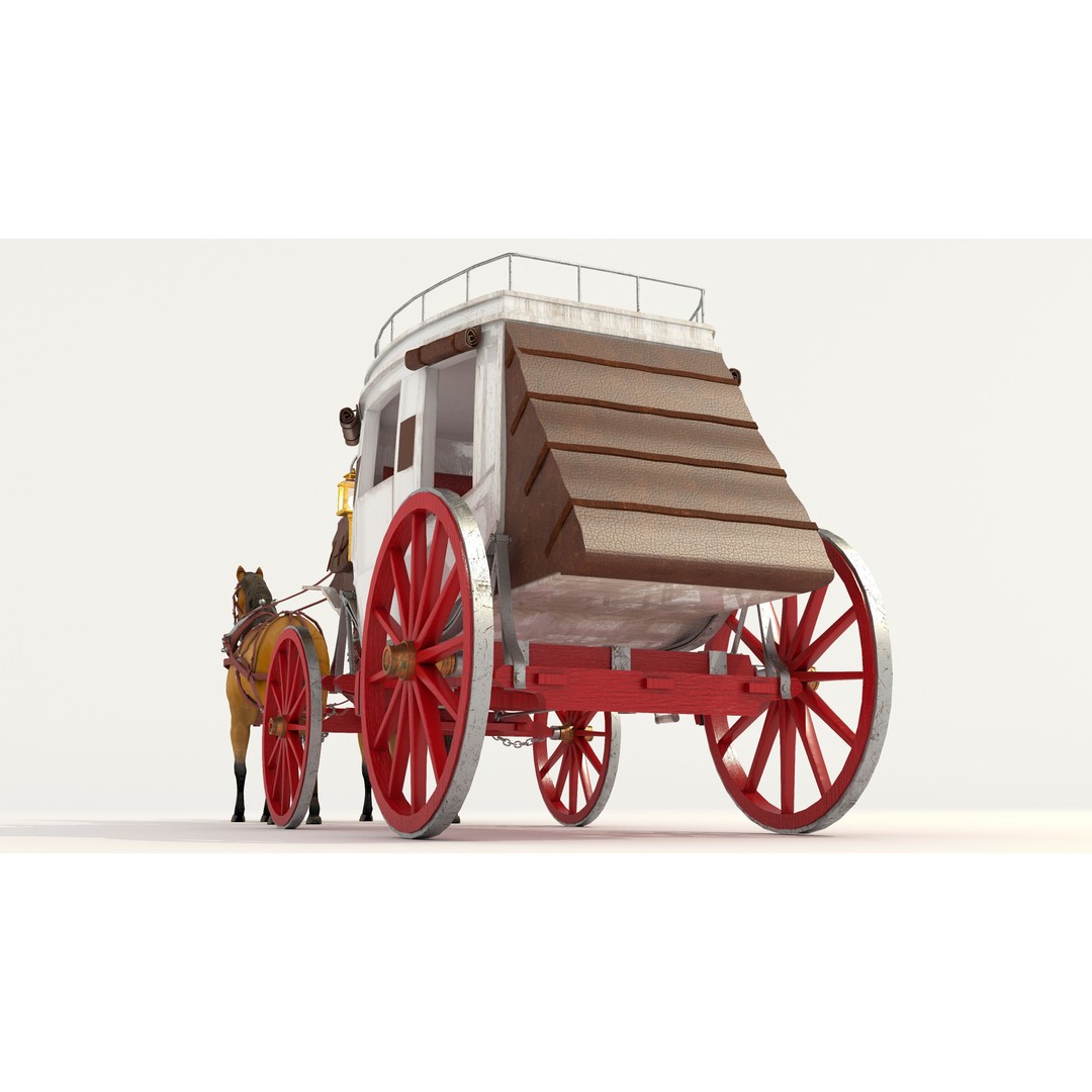 Horse Carriage 3D Model – Vintage Wagon with 4K Textures, FBX, OBJ - View 22