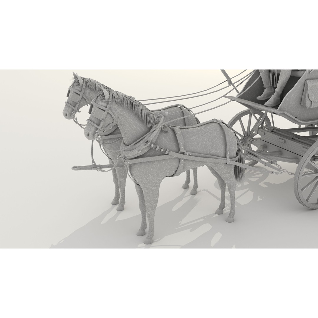 Horse Carriage 3D Model – Vintage Wagon with 4K Textures, FBX, OBJ - View 26
