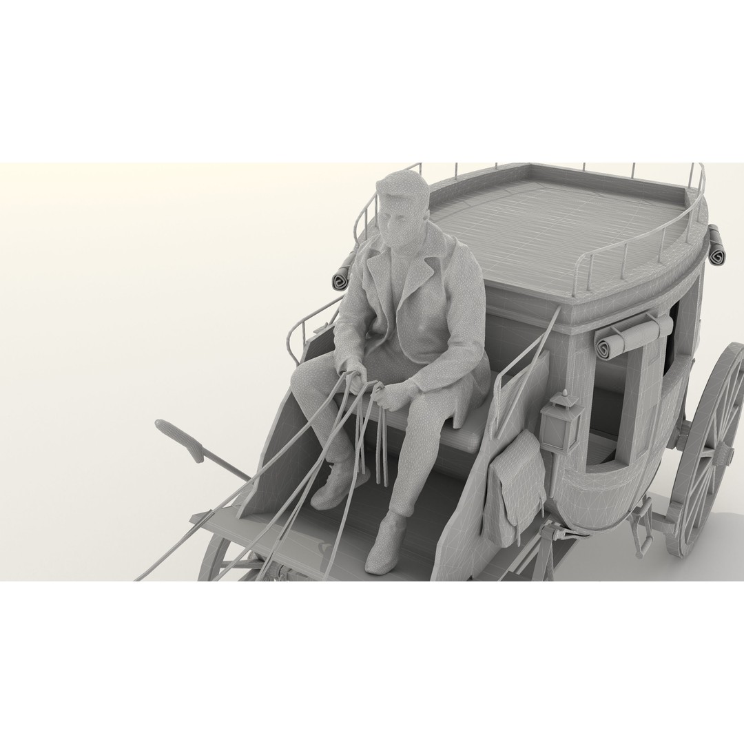 Horse Carriage 3D Model – Vintage Wagon with 4K Textures, FBX, OBJ - View 28